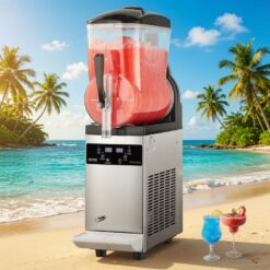 Máquina de granizado comercial VEVOR, máquina de bebidas congeladas com tanque único de 12L, máquina de bebidas congeladas de smoothie de margarita de aço inoxidável com 48 xícaras, máquina de granizado para festas em casa, restaurantes, cafés e bares