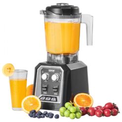 Liquidificador profissional, liquidificadores comerciais de bancada, jarra de plástico de 68 oz, liquidificador de aço inoxidável com 3 funções, para bebidas congeladas, shakes, vitaminas, peree e gelo picado, preto