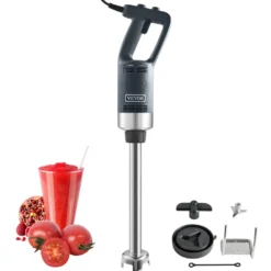 Liquidificador de imersão comercial, 750 watts, batedeira de mão robusta, velocidade variável, com lâmina de aço inoxidável 304, batedeira portátil multiuso para sopas, smoothies, purês e papinhas.